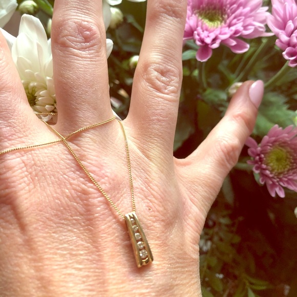 Channel Set Gold Necklace - Picture 1 of 5